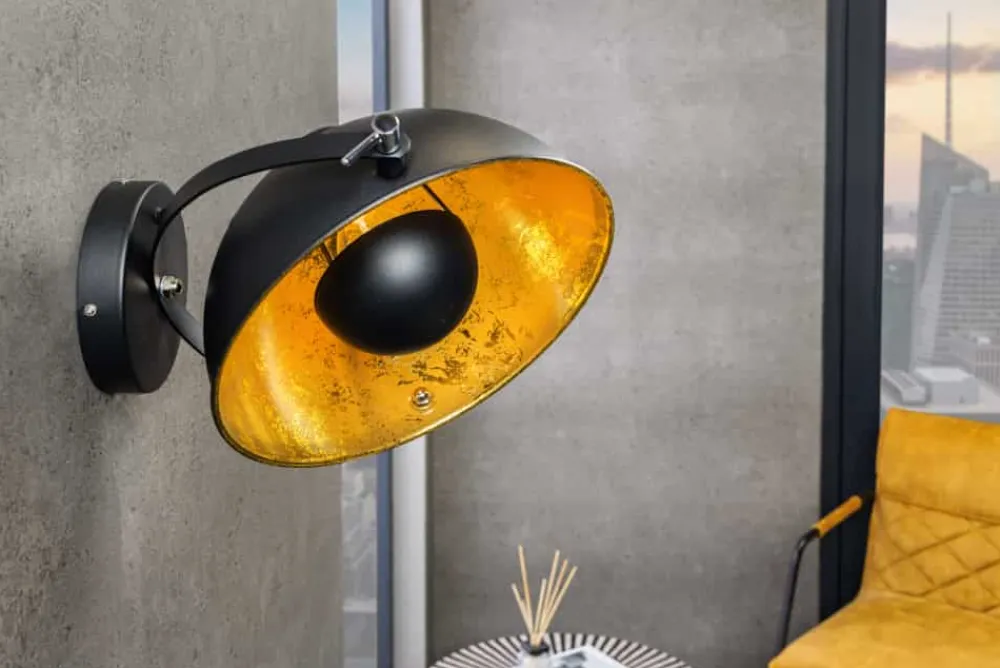 Riess-Ambiente Goldene Möbel|Wandleuchten > Design Wandleuchte STUDIO 38cm schwarz Blattgold-Optik neigbarer Schirm