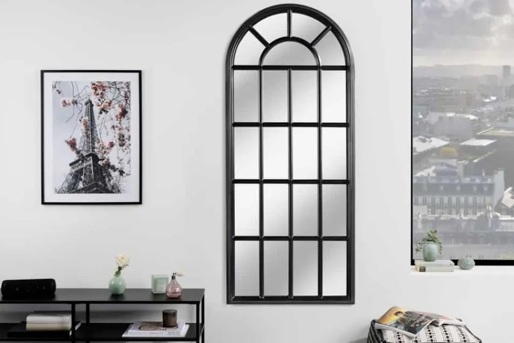 Riess-Ambiente Spiegel > Design Wandspiegel CASTILLO 140cm schwarz Landhausstil Fenster