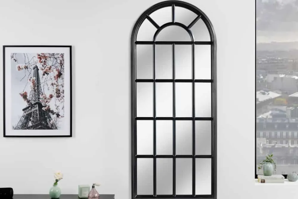 Riess-Ambiente Spiegel > Design Wandspiegel CASTILLO 140cm schwarz Landhausstil Fenster