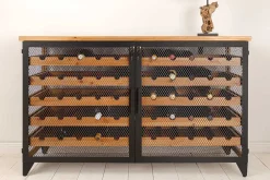 Riess-Ambiente Industrial Loft|Weinregale > Design Weinboard BODEGA 130cm natur schwarz Tannenholz Metall Flaschenregal