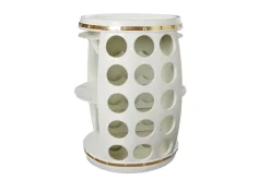 Riess-Ambiente Goldene Möbel|Weinregale > Design Weinfass BODEGA WHITE 70cm weiß gold Pinie Flaschen Gläseraufhängung
