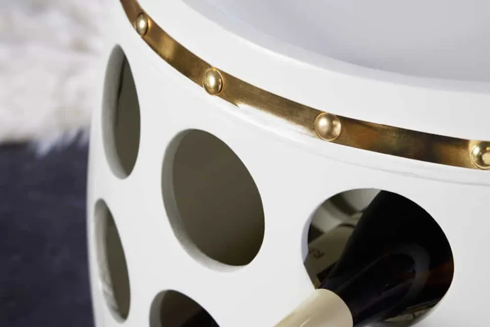 Riess-Ambiente Goldene Möbel|Weinregale > Design Weinfass BODEGA WHITE 70cm weiß gold Pinie Flaschen Gläseraufhängung