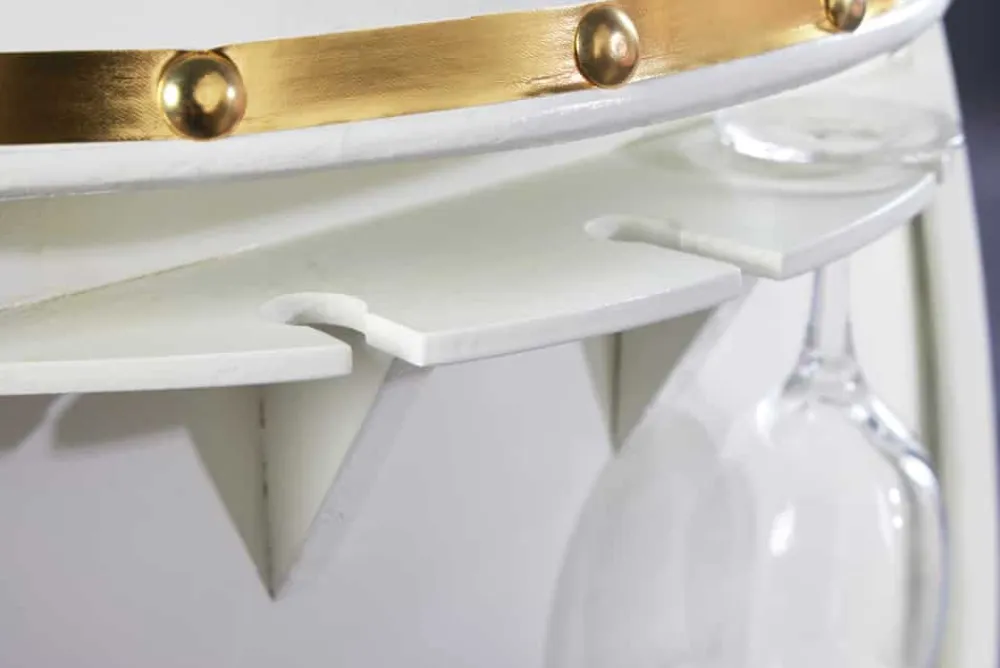 Riess-Ambiente Goldene Möbel|Weinregale > Design Weinfass BODEGA WHITE 70cm weiß gold Pinie Flaschen Gläseraufhängung