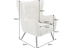 Riess-Ambiente Skandinavisch|Loungesessel > Design XL Sessel AMSTERDAM greige Bouclé schwarze Metallbeine Retro Stil