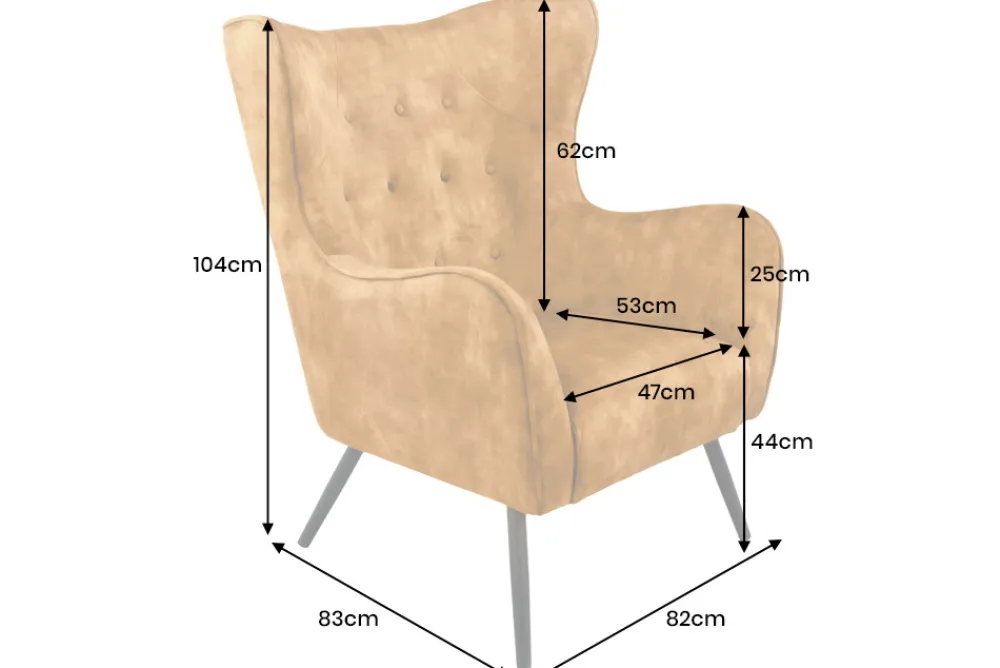 Riess-Ambiente Loungesessel|Skandinavisch > Design XL Sessel AMSTERDAM senfgelb Samt schwarze Metallbeine Retro Stil
