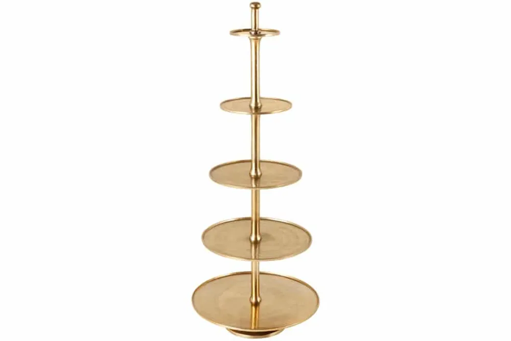 Riess-Ambiente Goldene Möbel|Etageren & Tabletts > Design XXL Etagere ABSTRACT 150cm gold Metall mit fünf Etagen handmade