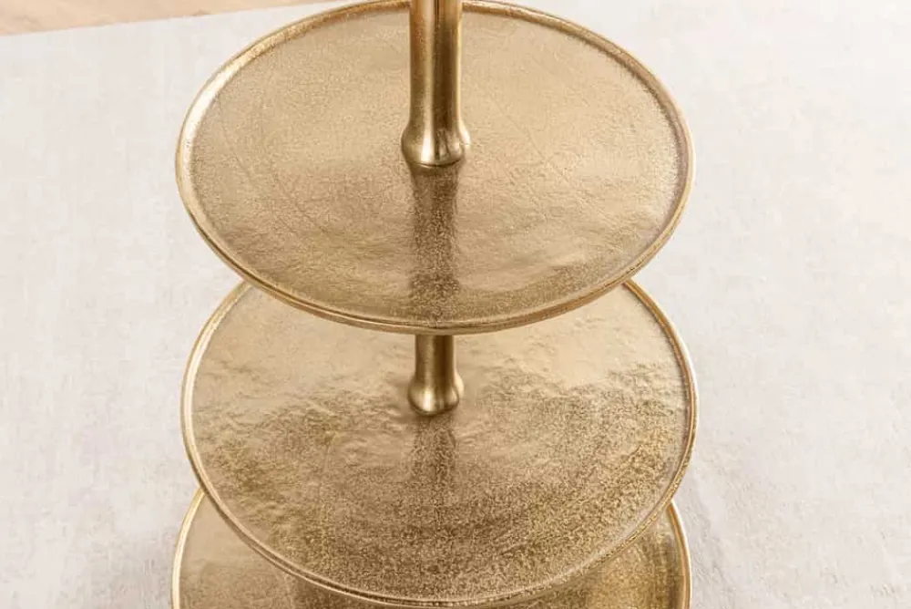 Riess-Ambiente Goldene Möbel|Etageren & Tabletts > Design XXL Etagere ABSTRACT 150cm gold Metall mit fünf Etagen handmade