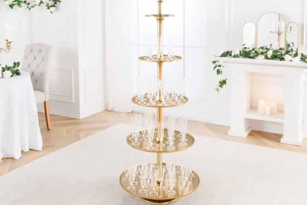 Riess-Ambiente Goldene Möbel|Etageren & Tabletts > Design XXL Etagere ABSTRACT 150cm gold Metall mit fünf Etagen handmade