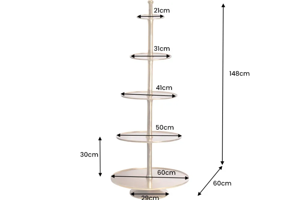 Riess-Ambiente Goldene Möbel|Etageren & Tabletts > Design XXL Etagere ABSTRACT 150cm gold Metall mit fünf Etagen handmade