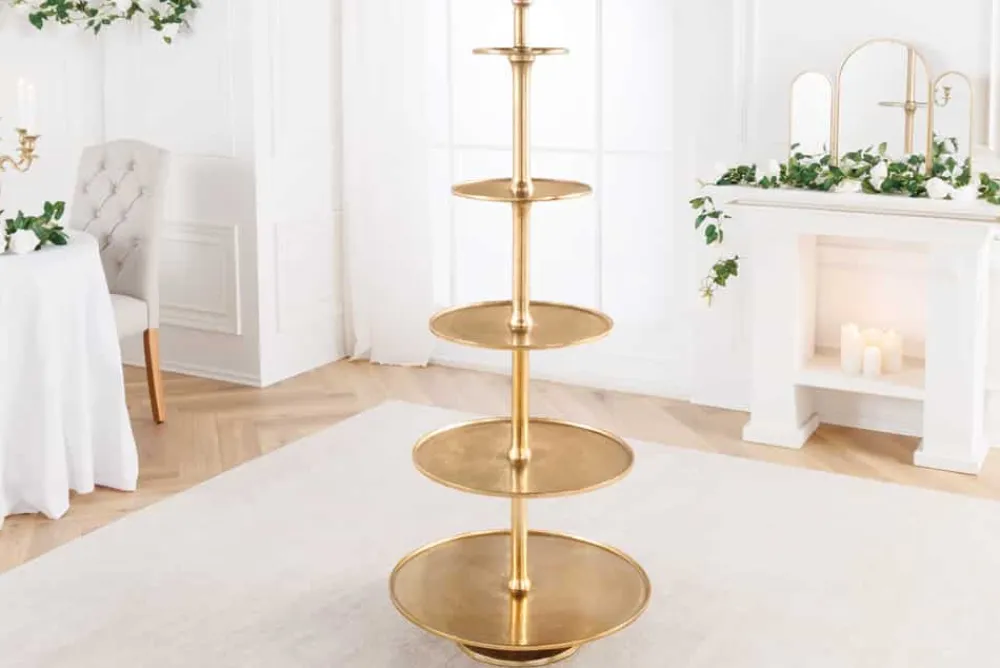 Riess-Ambiente Goldene Möbel|Etageren & Tabletts > Design XXL Etagere ABSTRACT 150cm gold Metall mit fünf Etagen handmade