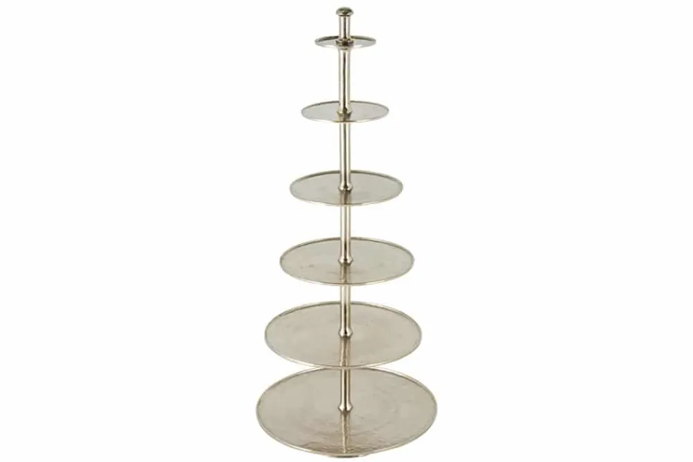 Riess-Ambiente Etageren & Tabletts > Design XXL Etagere ABSTRACT 180cm silber Metall mit sechs Etagen handmade