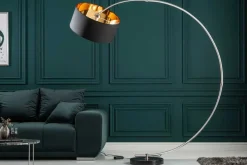 Riess-Ambiente Goldene Möbel|Retro Möbel > Dimmbare Bogenlampe PYTHON 190cm schwarz gold Retro Bogenleuchte