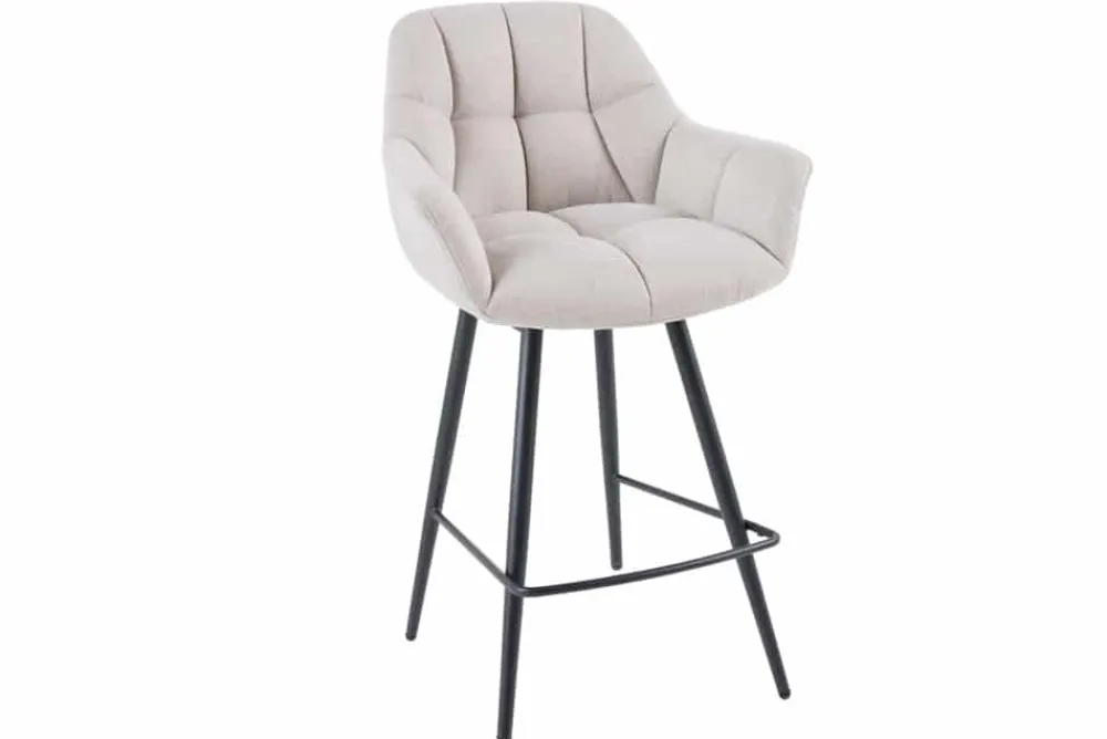 Riess-Ambiente Industrial Loft|Barhocker > Drehbarer Barhocker PAPILLON champagner beige Barstuhl mit Lehne schwarze Metallbeine