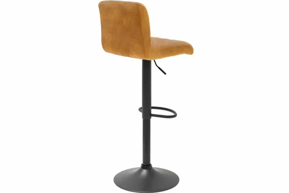 Riess-Ambiente Industrial Loft|Retro Möbel > Drehbarer Barhocker PORTLAND senfgelb Samt Barstuhl mit Lehne höhenverstellbar