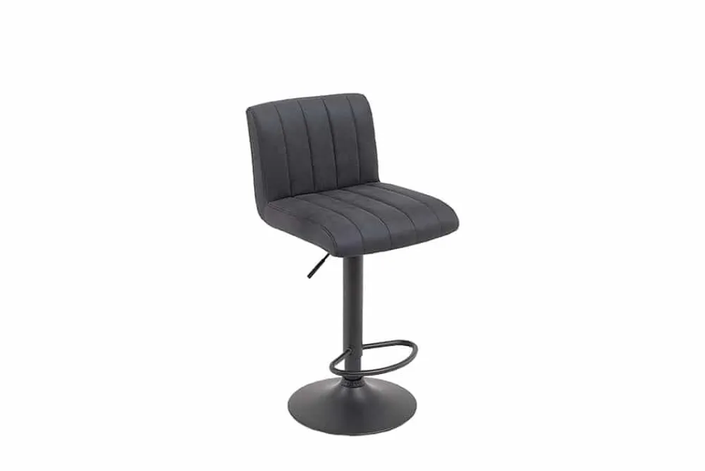 Riess-Ambiente Industrial Loft|Retro Möbel > Drehbarer Barhocker PORTLAND vintage grau Microfaser Barstuhl mit Lehne höhenverstellbar