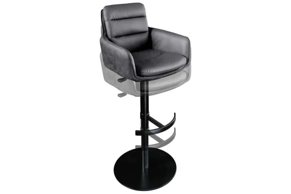 Riess-Ambiente Barhocker > Drehbarer Design Barhocker BIG GEORGE schwarz anthrazit Echtleder höhenverstellbar mit Armlehnen
