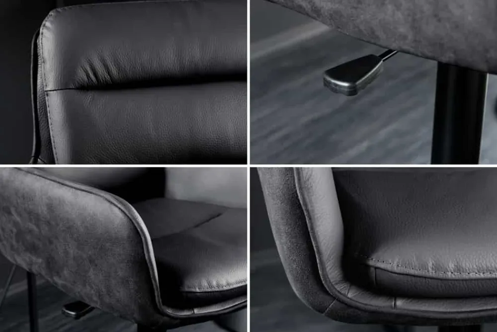 Riess-Ambiente Barhocker > Drehbarer Design Barhocker BIG GEORGE schwarz anthrazit Echtleder höhenverstellbar mit Armlehnen