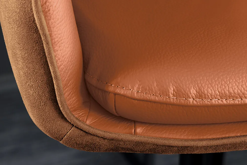 Riess-Ambiente Barhocker > Drehbarer Design Barhocker BIG GEORGE cognac Echtleder höhenverstellbar mit Armlehnen