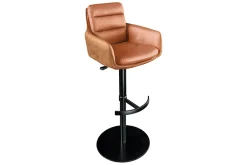 Riess-Ambiente Barhocker > Drehbarer Design Barhocker BIG GEORGE cognac Echtleder höhenverstellbar mit Armlehnen