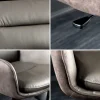 Riess-Ambiente Barhocker > Drehbarer Design Barhocker BIG GEORGE taupe Echtleder Microfaser höhenverstellbar mit Armlehnen