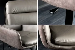 Riess-Ambiente Barhocker > Drehbarer Design Barhocker BIG GEORGE taupe Echtleder Microfaser höhenverstellbar mit Armlehnen