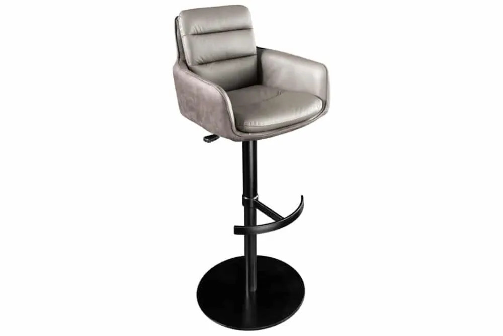 Riess-Ambiente Barhocker > Drehbarer Design Barhocker BIG GEORGE taupe Echtleder Microfaser höhenverstellbar mit Armlehnen