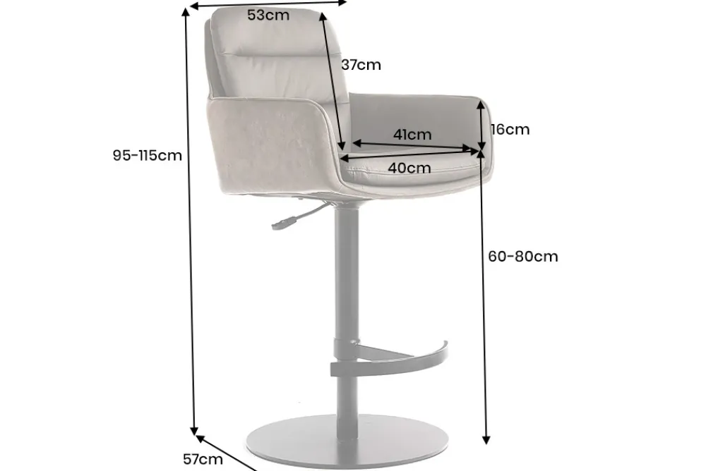 Riess-Ambiente Barhocker > Drehbarer Design Barhocker BIG GEORGE taupe Echtleder Microfaser höhenverstellbar mit Armlehnen