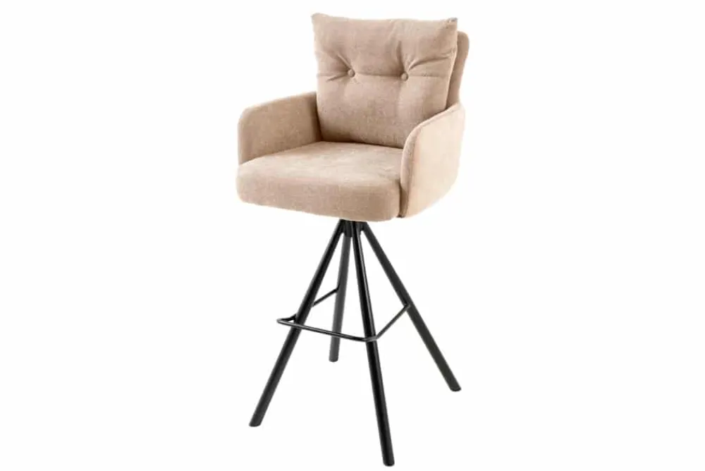 Riess-Ambiente Barhocker|Samt Möbel > Drehbarer Design Barhocker BIG GEORGE champagner beige Samt Taschenfederkern Armlehne