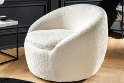 Riess-Ambiente Skandinavisch|Sessel > Drehbarer Design Sessel ALPINE beige Bouclé 360° mit Armlehnen