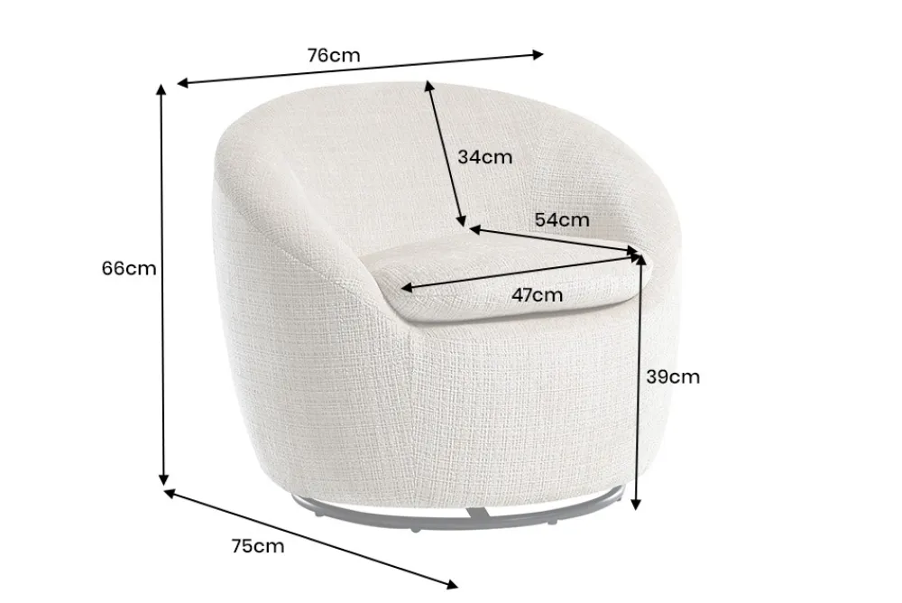 Riess-Ambiente Skandinavisch|Sessel > Drehbarer Design Sessel ALPINE beige Chenille Cremona 360° mit Armlehnen