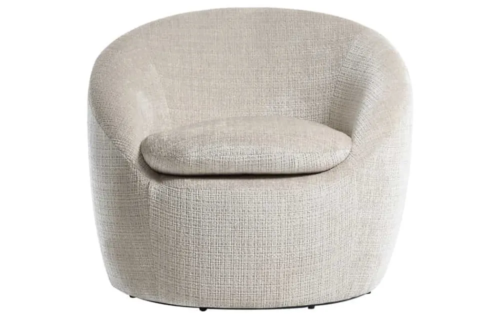 Riess-Ambiente Skandinavisch|Sessel > Drehbarer Design Sessel ALPINE beige Chenille Cremona 360° mit Armlehnen