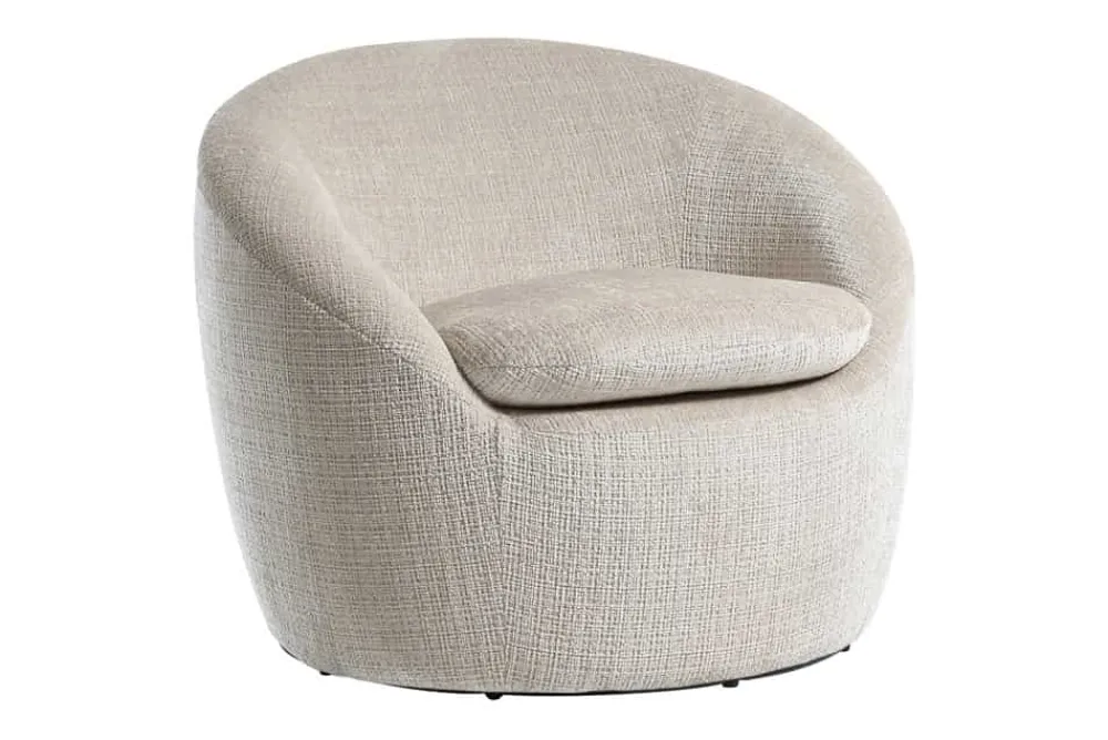 Riess-Ambiente Skandinavisch|Sessel > Drehbarer Design Sessel ALPINE beige Chenille Cremona 360° mit Armlehnen