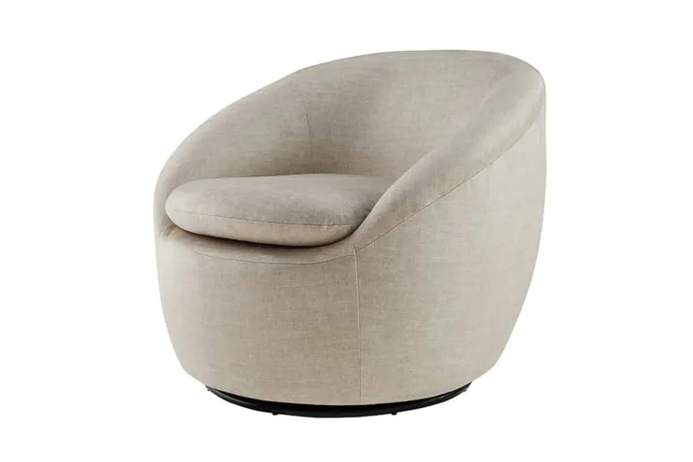Riess-Ambiente Skandinavisch|Sessel > Drehbarer Design Sessel ALPINE beige Samt 360° mit Armlehnen