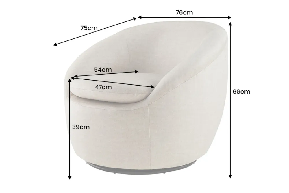 Riess-Ambiente Skandinavisch|Sessel > Drehbarer Design Sessel ALPINE beige Samt 360° mit Armlehnen