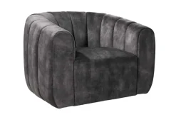 Riess-Ambiente Sessel|Retro Möbel > Drehbarer Design Sessel BABYLON dunkelgrau Samt Lounge Cocktailsessel