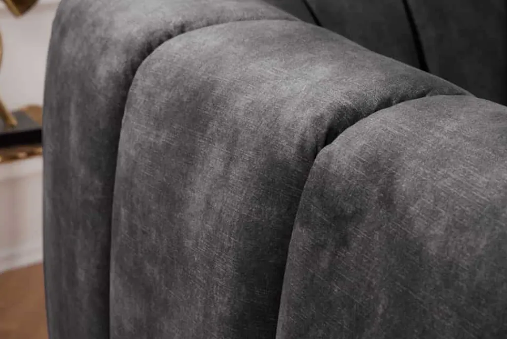 Riess-Ambiente Sessel|Retro Möbel > Drehbarer Design Sessel BABYLON dunkelgrau Samt Lounge Cocktailsessel