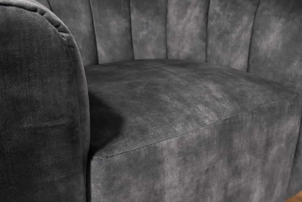 Riess-Ambiente Sessel|Retro Möbel > Drehbarer Design Sessel BABYLON dunkelgrau Samt Lounge Cocktailsessel