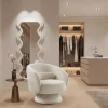 Riess-Ambiente Sessel|Retro Möbel > Drehbarer Design Sessel BOSSA NOVA beige Chenille