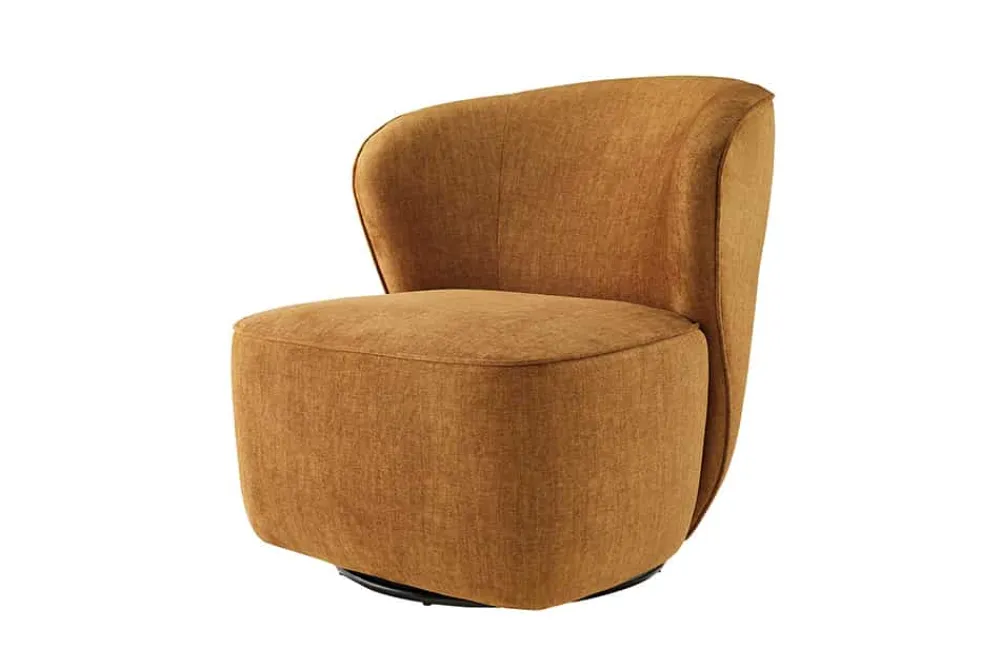 Riess-Ambiente Sessel|Samt Möbel > Drehbarer Design Sessel GATSBY senfgelb Samt 360°