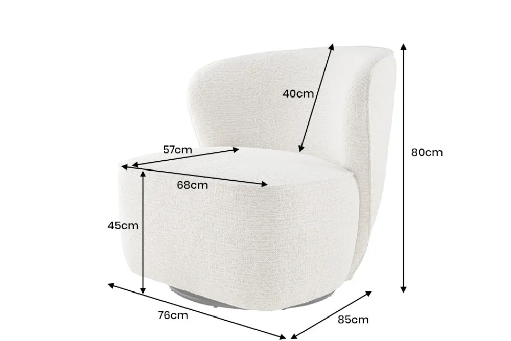 Riess-Ambiente Sessel > Drehbarer Design Sessel GATSBY beige Bouclé Tweed Soft 360°