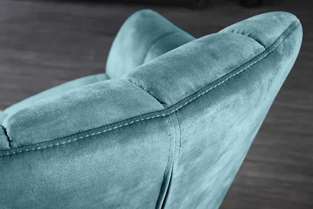 Riess-Ambiente Sessel|Samt Möbel > Drehbarer Design Sessel PAPILLON petrol Samt 360° schwarz Metall höhenverstellbar