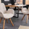Riess-Ambiente Skandinavisch|Retro Möbel > Drehbarer Design Stuhl BALTIC beige Bouclé natur Eiche Massivholz-Beine mit Armlehne