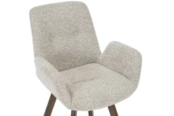 Riess-Ambiente Skandinavisch|Retro Möbel > Drehbarer Design Stuhl BALTIC taupe Bouclé Tweed Soft Eiche Massivholz Walnuss
