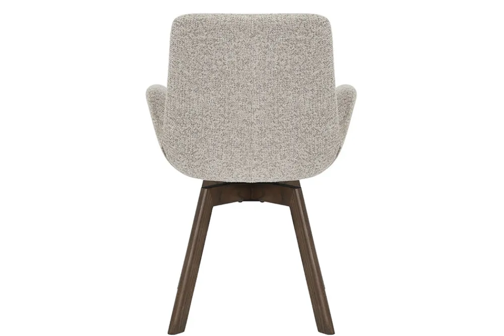 Riess-Ambiente Skandinavisch|Retro Möbel > Drehbarer Design Stuhl BALTIC taupe Bouclé Tweed Soft Eiche Massivholz Walnuss