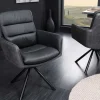 Riess-Ambiente Retro Möbel|Stühle > Drehbarer Design Stuhl BIG GEORGE schwarz anthrazit Echtleder Microfaser mit Armlehnen