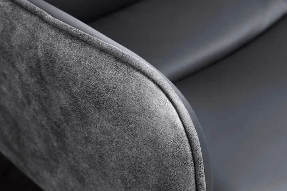 Riess-Ambiente Retro Möbel|Stühle > Drehbarer Design Stuhl BIG GEORGE schwarz anthrazit Echtleder Microfaser mit Armlehnen