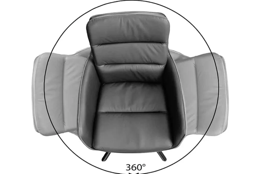 Riess-Ambiente Retro Möbel|Stühle > Drehbarer Design Stuhl BIG GEORGE schwarz anthrazit Echtleder Microfaser mit Armlehnen
