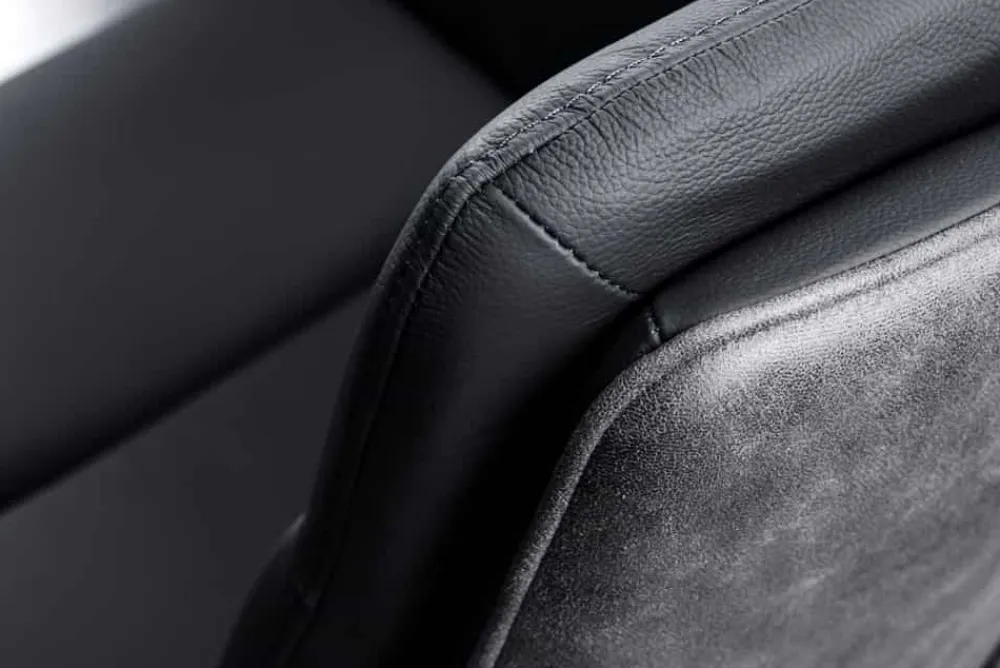 Riess-Ambiente Retro Möbel|Stühle > Drehbarer Design Stuhl BIG GEORGE schwarz anthrazit Echtleder Microfaser mit Armlehnen