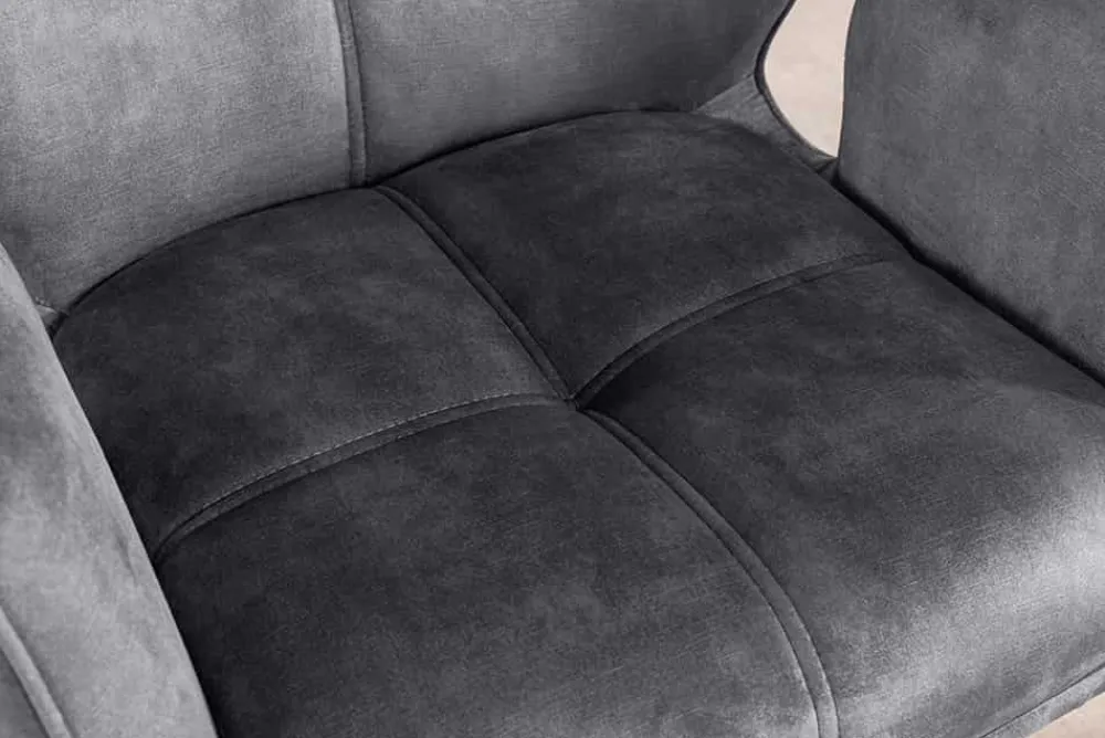 Riess-Ambiente Stühle|Samt Möbel > Drehbarer Design Stuhl CONCORD dunkelgrau Samt Taschenfederkern Metallgestell schwarz