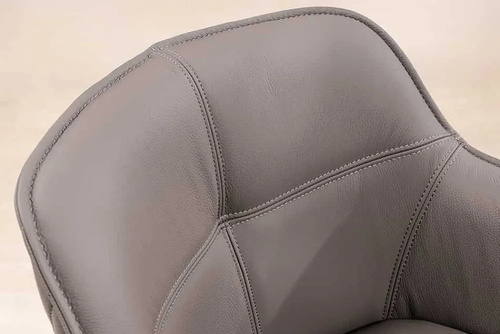 Riess-Ambiente Retro Möbel|Stühle > Drehbarer Design Stuhl EUPHORIA taupe Echtleder schwarz Metallgestell mit Armlehne
